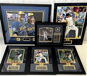 2020s Milwaukee Brewers Signed Framed & Matted Photo Collection - Lot of 5 w/ Corbin Burnes, Josh Hader, Willy Adames & Rowdy Tellez (*JSA*/Waukesha Sports Cards)