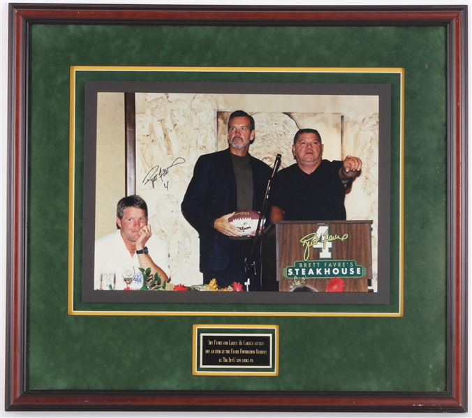 2000s Brett Favre Green Bay Packers Signed 28" x 31" Framed Charity Auction Photo Display (Favre Hologram/COA)