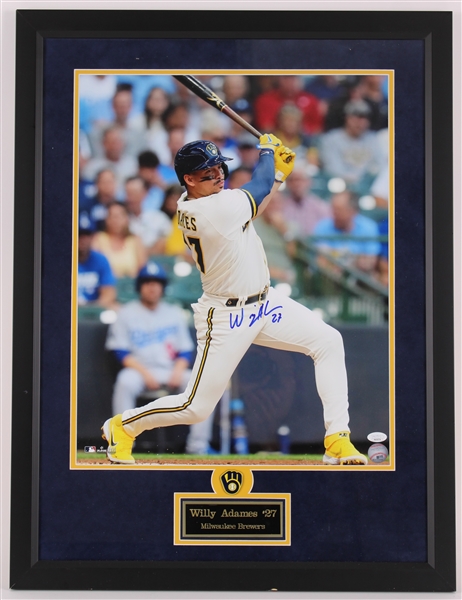 2022 Willy Adames Milwaukee Brewers Signed 22" x 29" Framed Photo Display *JSA*