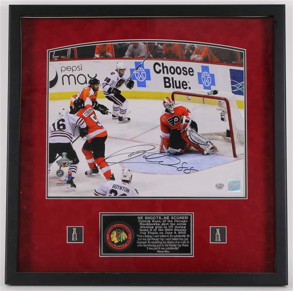 2010s Patrick Kane Corey Crawford Chicago Blackhawks Signed 28" x 28" Framed Photo Displays - Lot of 2 (JSA)