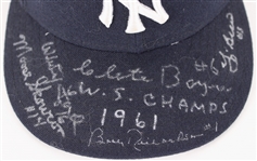 1961 New York Yankees World Series Champions Multi Signed Cap w/ 5 Signatures Including Yogi Berra, Whitey Ford, Clete Boyer & More (JSA)