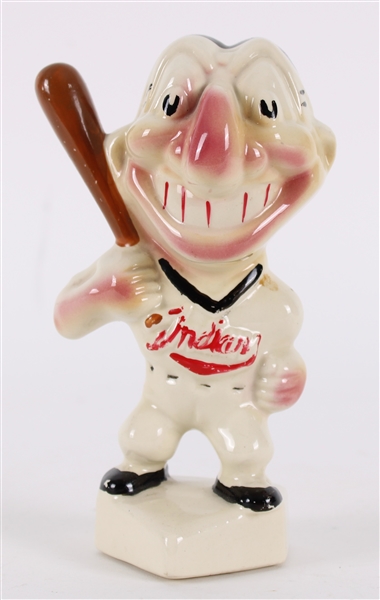 1950s Cleveland Indians Chief Wahoo 7" Stanford Pottery Ceramic Bank