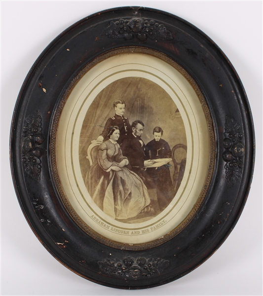 1860s Abraham Lincoln 16th President Of the United States And His Family 12" x 14" Framed Portrait