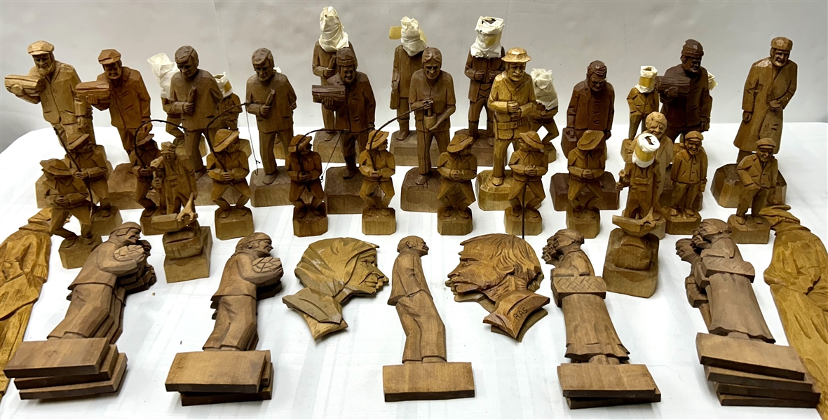 1940s-50s R.A. Struck Carved Wooden Figure Collection (Lot of 40+)