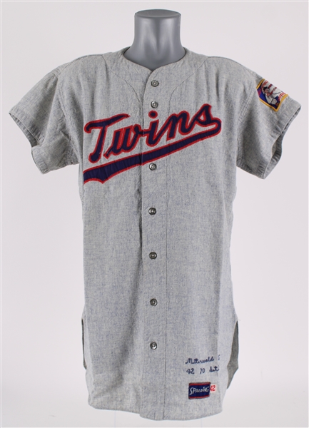 1970 George Mitterwald Minnesota Twins Game Worn Road Jersey (MEARS LOA)