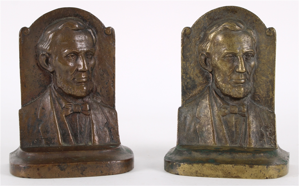 1860s Abraham Lincoln 16th President Of the United States Bookends - Pair of 2 (8 LBS Each)