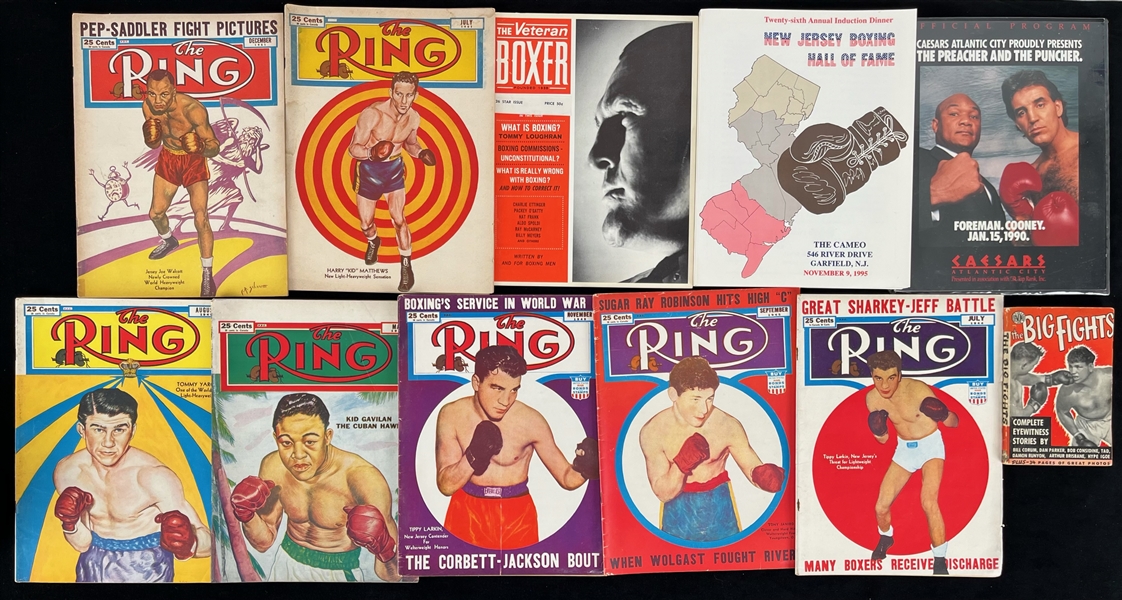 1930s-90s Boxing Publication Collection - Lot of 24 w/ Ring Magazines & More