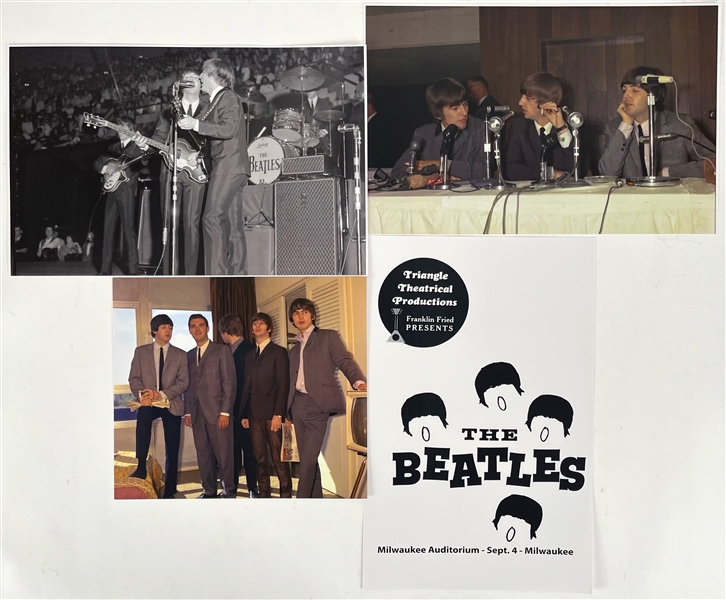 1964 The Beatles Milwaukee Arena Concert 11" x 17" Photos & Re-Production Poster Collection - Lot of 4