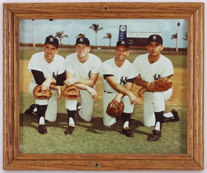 1963 New York Yankees Infield 9.5" x 11" Framed Spring Training Photo w/ Joe Pepitone, Bobby Richardson, Tony Kubek & Clete Boyer