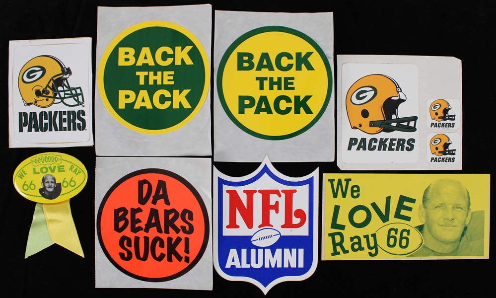 1970s-90s Ray Nitschke Estate Green Bay Packers Memorabilia Collection - Lot of 10 w/ Decals & Pinback 