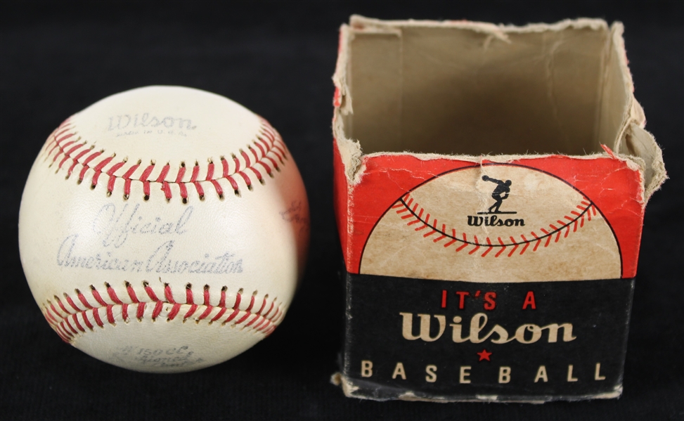 1935-44 George Troutman President Wilson Official American Association Baseball w/ Partial Box (MEARS LOA)