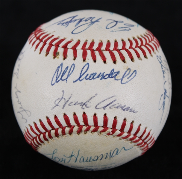 1975 Milwaukee Brewers Team Signed Baseball w/ 18 Signatures Including Hank Aaron, Robin Yount, Harvey Kuenn, Del Crandall & More (JSA)