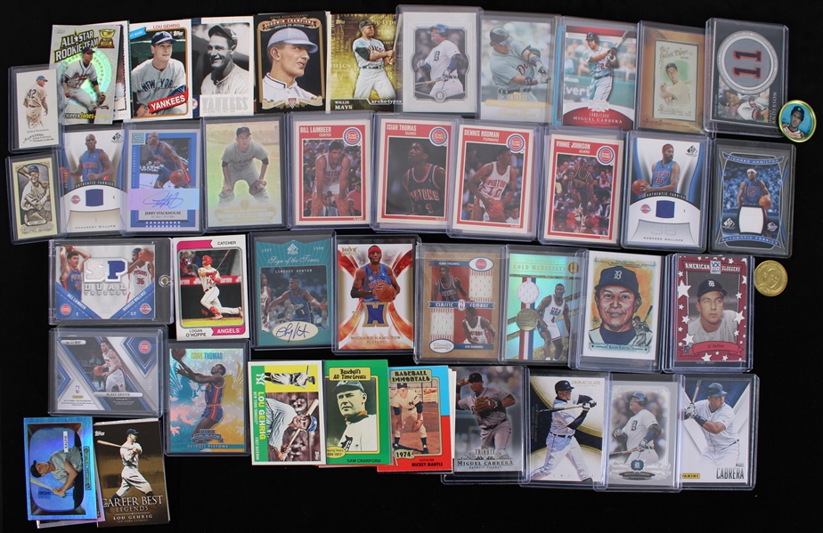 1980s-2000s Basketball Baseball Trading Card Collection - Lot of 120+ w/ Detroit Pistons, Detroit Tigers, MLB Hall of Famers & More