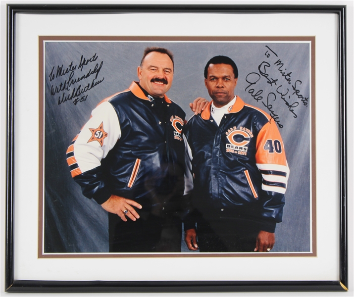 1965-1973 Dick Butkus and Gale Sayers Signed 21x25 Framed Photo (JSA)