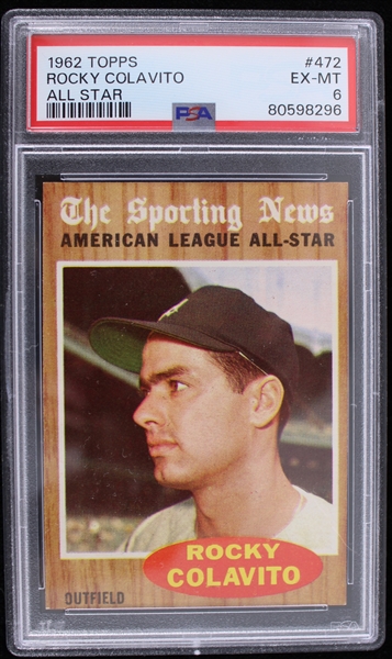 1962 Rocky Colavito All Star #472 Topps Card (PSA Slabbed EX-MT 6)