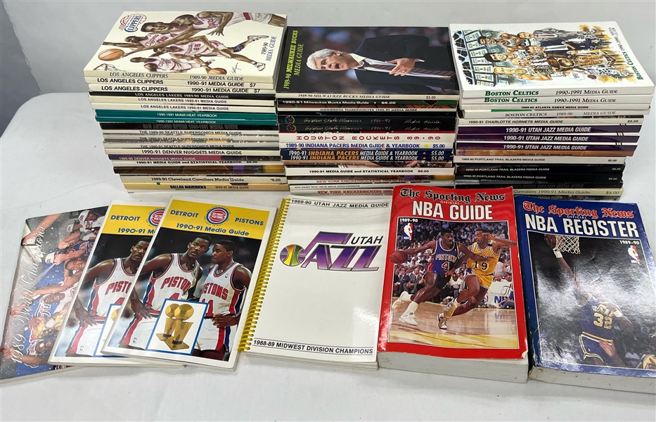 1980s-1990s NBA Media Guides and NBA Registers (Lot of 45+)