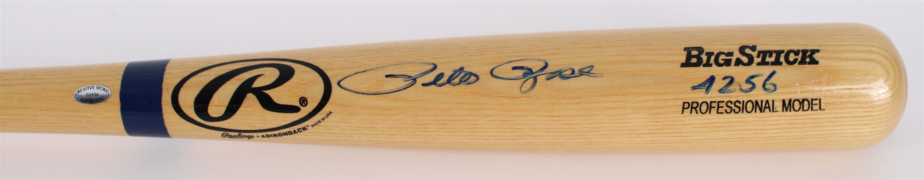 2000s Pete Rose Cincinnati Reds Signed & "4256" Inscribed Rawlings Adirondack Bat **Creative Sports COA / 379**