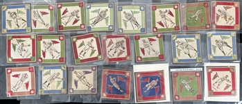 1914 B18 Baseball Player Blankets - Lot of 43 w/ Stengel, Wagner, Peckinpaugh, Gowdy, Griffith & More