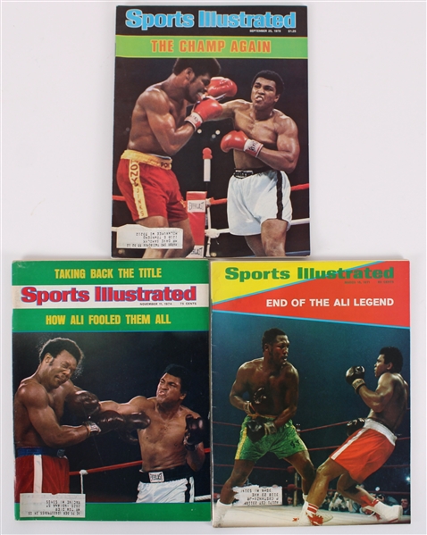 1971-78 Muhammad Ali World Heavyweight Champion Sports Illustrated Magazines - Lot of 3