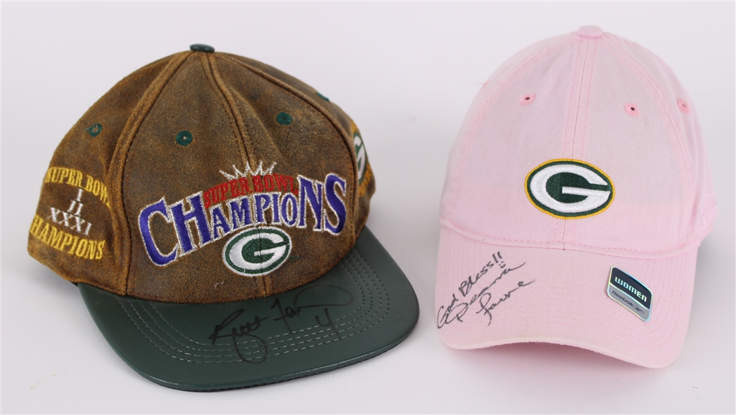 1990s-2000s Brett & Deanna Favre Green Bay Packers Signed Caps - Lot of 2 (JSA)