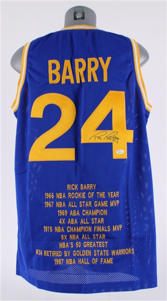 2015 Rick Barry Golden State Warriors Signed Career Highlights Jersey *JSA* **326**