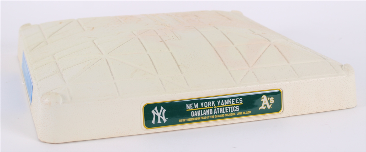 2017 Oakland Athletics New York Yankees Oakland Coliseum Fathers Day Game Used Base (MEARS LOA/MLB Hologram) **220**