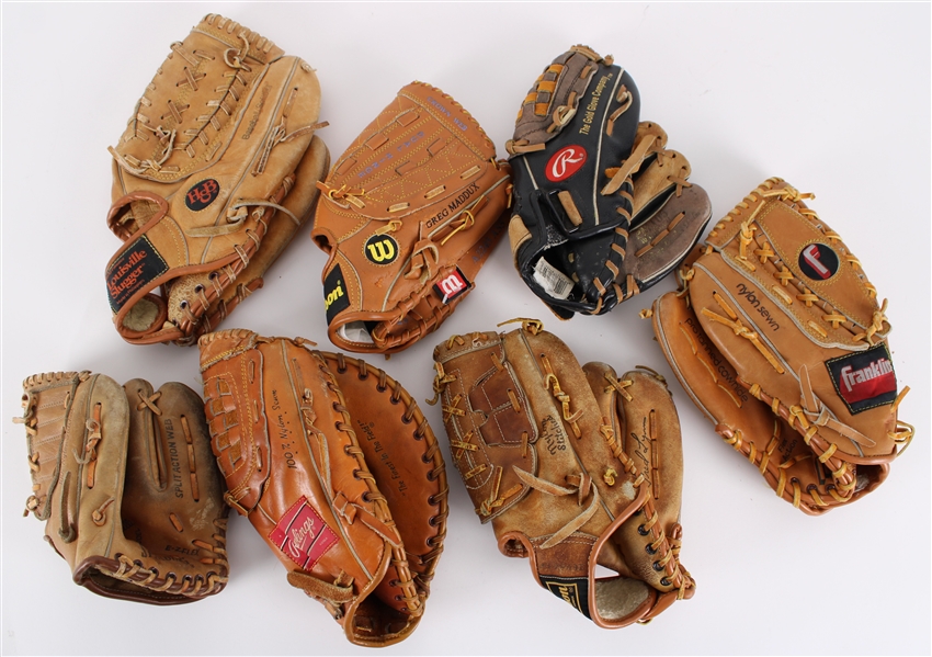 1970s-80s Player Endorsed Store Model Baseball Mitt Collection - Lot of 7