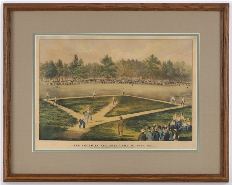 1866 The American National Game of Base Ball 17" x 21" Framed Currier & Ives Lithograph