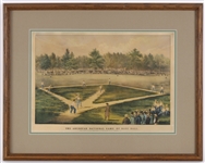 1866 The American National Game of Base Ball 17" x 21" Framed Currier & Ives Lithograph