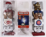 2012-18 Fergie Jenkins George Foster Cubs / Reds Signed MIB 15.5" Totem & 6" Bobblehead - Lot of 3 w/ 1 Unsigned **SF Jacobson COA / 228 337**  