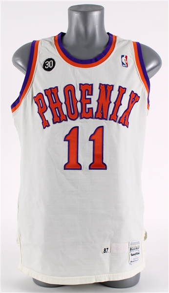 1987-88 Kevin Johnson Phoenix Suns Game Worn Home Jersey (MEARS A10) Rookie Season w/ Nick Vanos Memorial Patch 