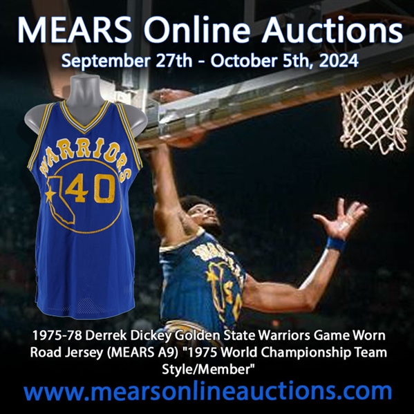 1975-78 Derrek Dickey Golden State Warriors Game Worn Road Jersey (MEARS A9) "1975 World Championship Team Style/Member"