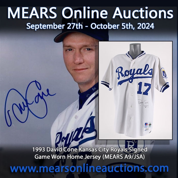 1993 David Cone Kansas City Royals Signed Game Worn Home Jersey (MEARS A9/JSA)