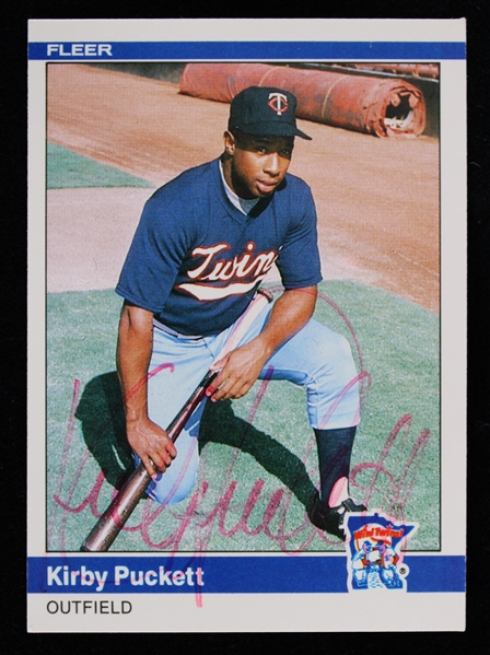 1984 Kirby Puckett Minnesota Twins Signed Fleer Update #U-93 Rookie Baseball Trading Card (JSA)