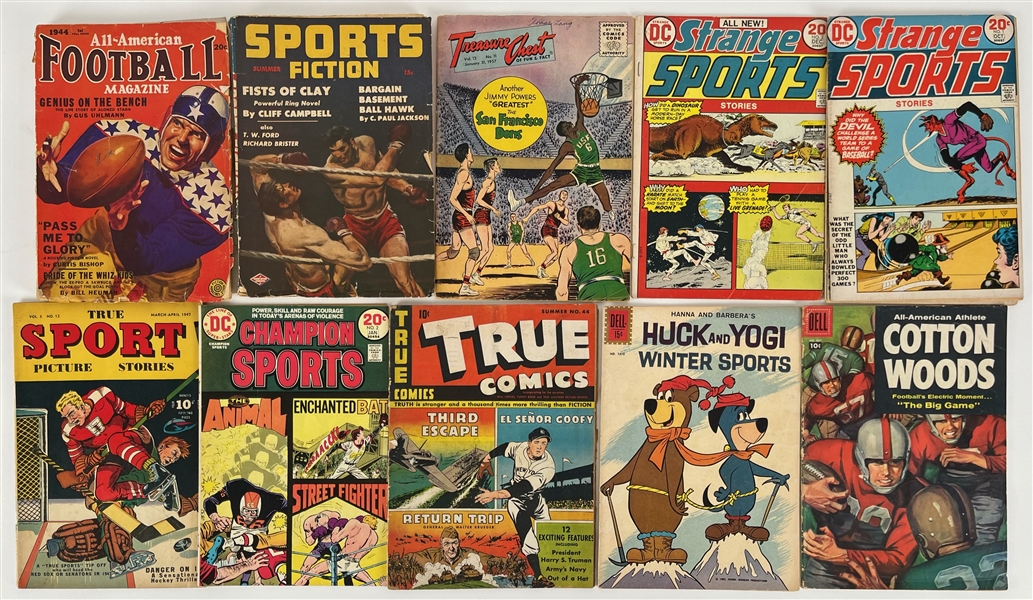 1944-1972 All American Football Magazine Sports Fiction DC Strange Sports Comic Books and More (Lot of 10)