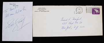 1967 Bob Cousy Boston College Signed 4"x5" Memo Paper (JSA) (Lot of 2)