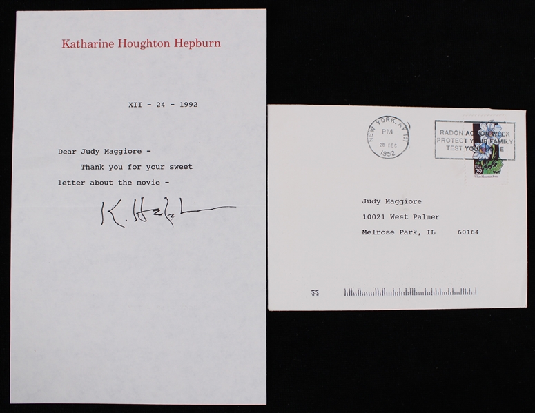 1992 Katharine Hepburn (d.2003) Signed Personal Letterhead (JSA) (Lot of 2)