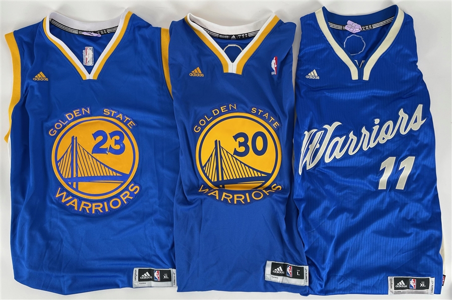 2015-24 Klay Thompson Steph Curry and Draymond Green Golden State Warriors Replica Adidas Swingman Jerseys (Lot of 3) (332)