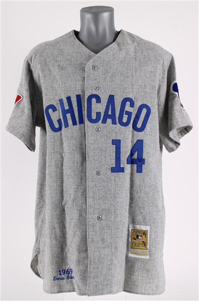 1953-71 Ernie Banks Chicago Cubs Autographed Mitchell and Ness Replica 1969 Jersey (JSA) (Tristar) (392)