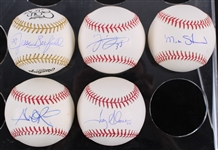 1986-2015 Jesse Barfield Frank Thomas Matt Stairs and More Blue Jays Autographed Rawlings Gold Glove Ball and Selig ROMLBs (Lot of 7) (Jacobson) (174)