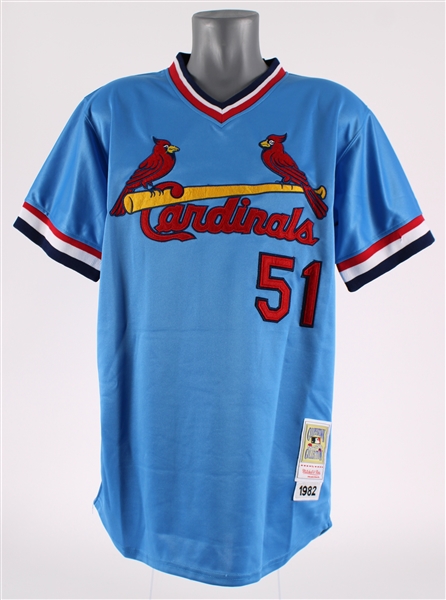 1982 Willie McGee St. Louis Cardinals Autographed Mitchell and Ness Throwback Jersery (Jacobson) (419)