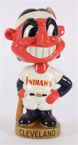 1967 Cleveland Indians 7.5" Sports Specialties Gold Base Chief Wahoo Vintage Nodder