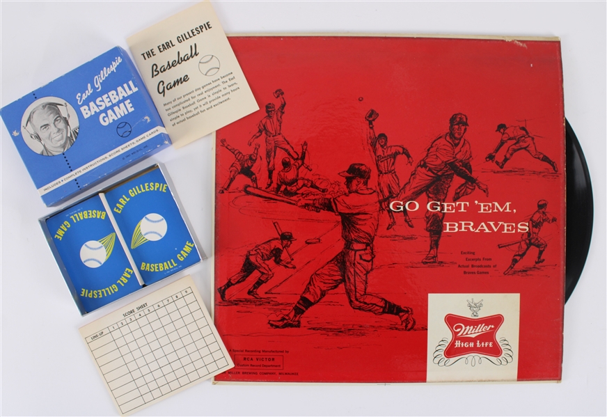 1957-61 Milwaukee Braves Go Get Em Record w/ Earl Gillespie Baseball Game 