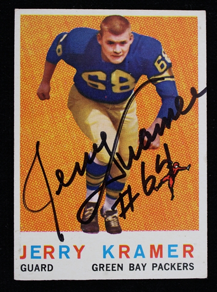 1959 Jerry Kramer Green Bay Packers Signed Topps #116 Rookie Football Trading Card (JSA)