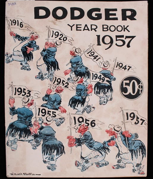 1957 Brooklyn Dodgers Multi Signed Team Yearbook w/ 29 Signatures Including Sandy Koufax, Duke Snider, Gil Hodges, Don Newcombe, Don Drysdale, Pee Wee Reese & More (JSA) Last Year in Brooklyn