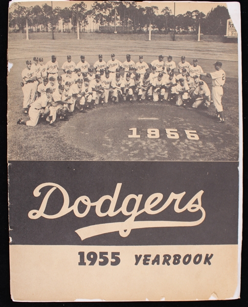 1955 Brooklyn Dodgers Multi Signed Team Yearbook w/ 25 Signatures Including Jackie Robinson, Roy Campanella, Sandy Koufax & more (JSA)