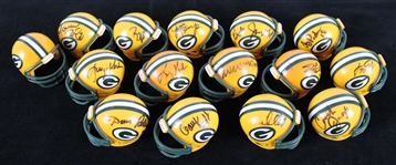 2000s Green Bay Packers Signed Micro Helmet Collection - Lot of 15 w/ Willie Wood, Dave Robinson, Doug Pederson & More (JSA)