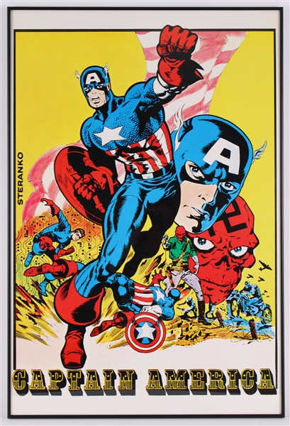 1970 Marvelmania Captain America 23x34 Framed Jim Steranko Poster