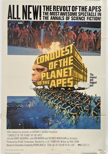 1972 Conquest of the Planet of the Apes LE 72/200 27x41 Poster 