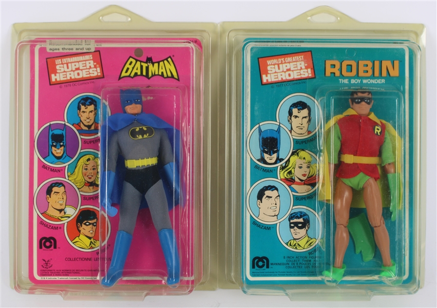 1977-79 US Edition Batman & Robin 7" Mego Figures in Original Packaging (MOC)